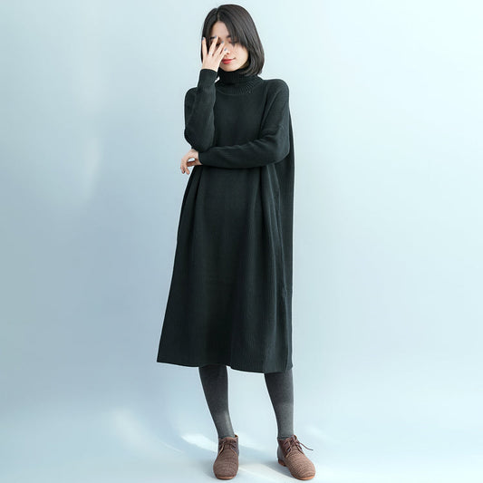 Pullover Sweater Outfits Street Style High Neck Black Fuzzy Knitwear