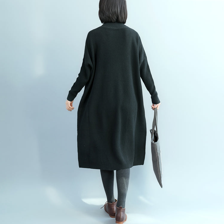 Pullover Sweater Outfits Street Style High Neck Black Fuzzy Knitwear