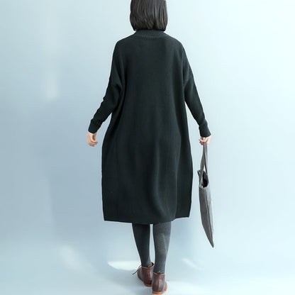 Pullover Sweater Outfits Street Style High Neck Black Fuzzy Knitwear