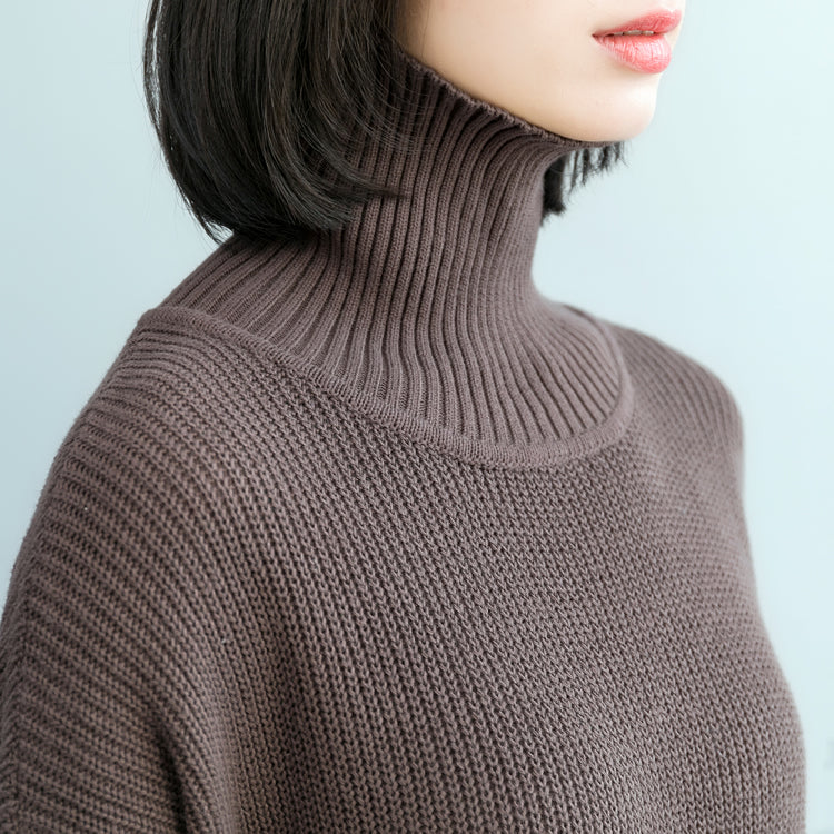 Pullover Sweater Outfits Street Style High Neck Black Fuzzy Knitwear