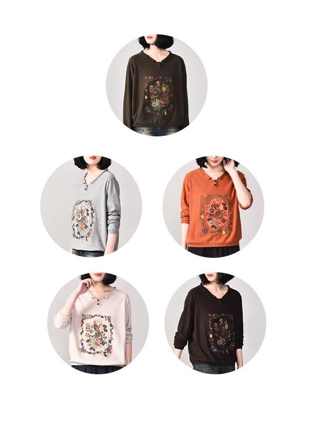 Pullover Beige Knitted Jackets Clothing V Neck Sweaters Long Sleeve