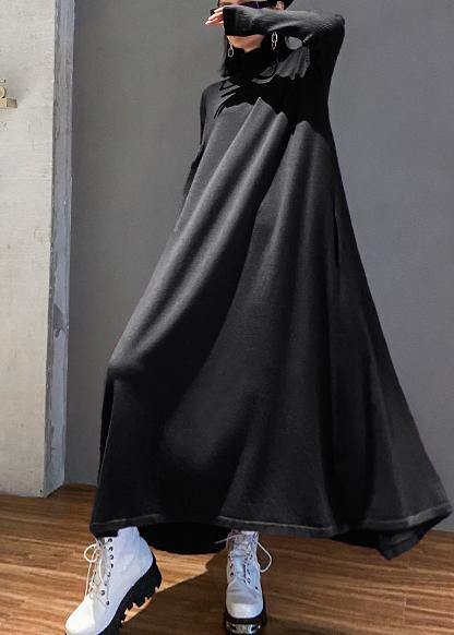 Pullover Black Sweater Outfits High Neck Large Hem Hipster Fall Knit Dress