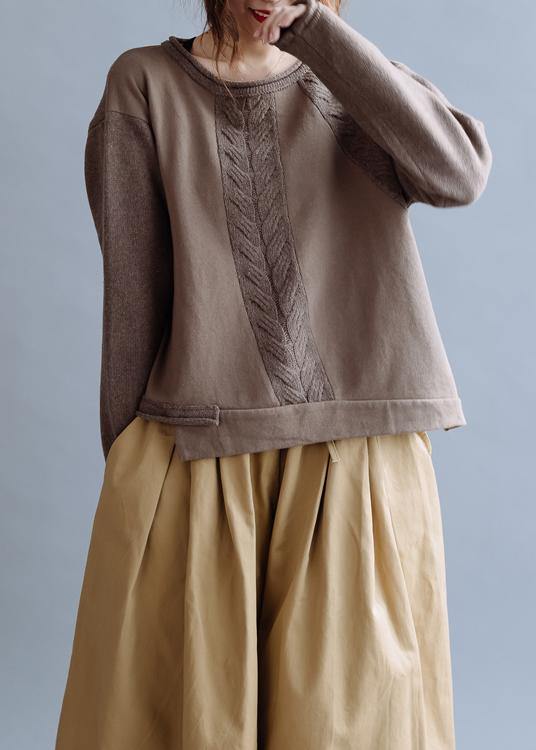 Pullover Chocolate Crane Tops O Neck Sweaters
