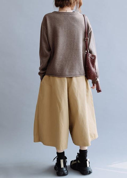 Pullover Chocolate Crane Tops O Neck Sweaters