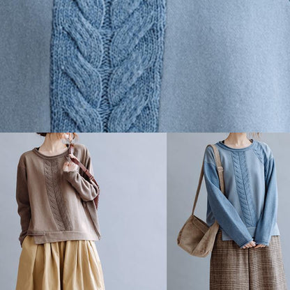 Pullover Chocolate Crane Tops O Neck Sweaters