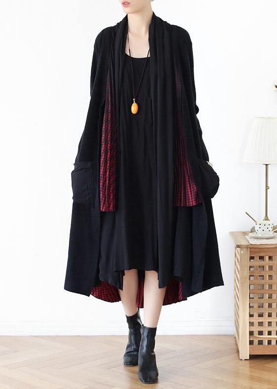Pullover Fall Sweaters Red Patchwork Knitted Outwear