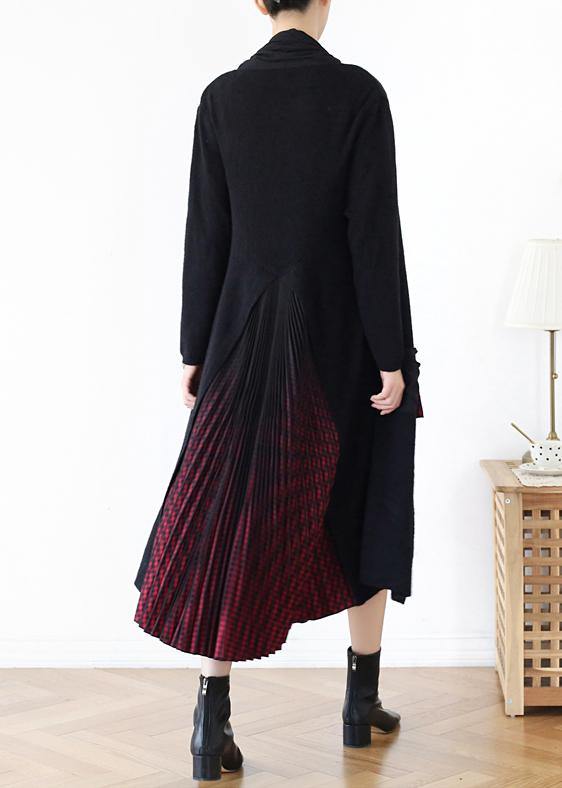 Pullover Fall Sweaters Red Patchwork Knitted Outwear