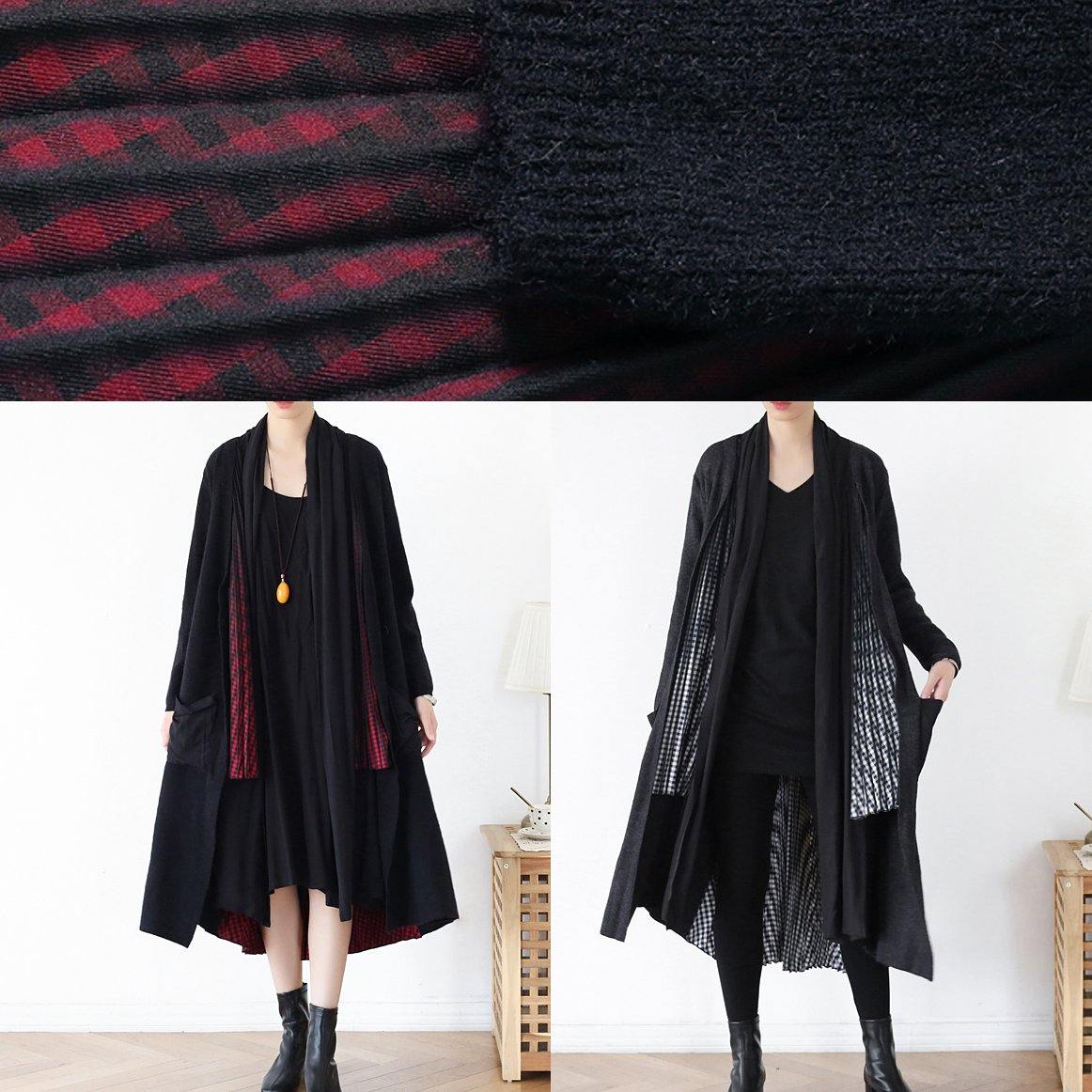 Pullover Fall Sweaters Red Patchwork Knitted Outwear