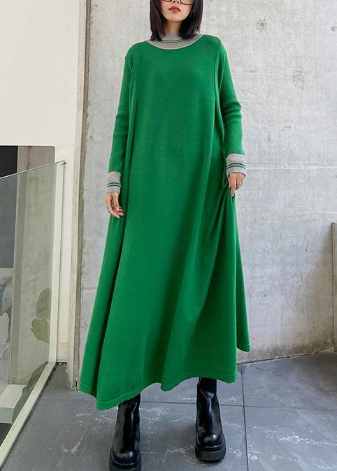 Pullover Green Sweater Dresses O Neck Extra Large Hem Diy Sweater Dresses