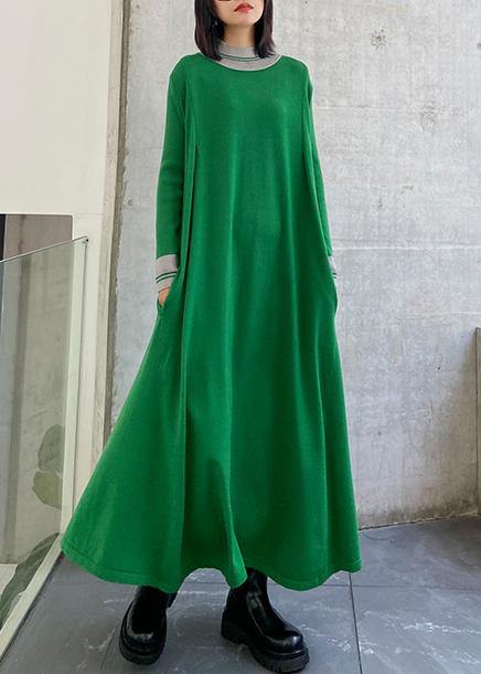 Pullover Green Sweater Dresses O Neck Extra Large Hem Diy Sweater Dresses
