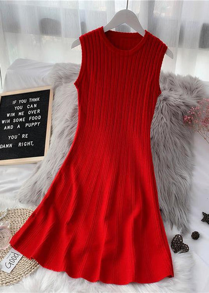 Pullover Red Sweater Weather Diy O Neck Sleeveless Funny Fall Sweater Dresses