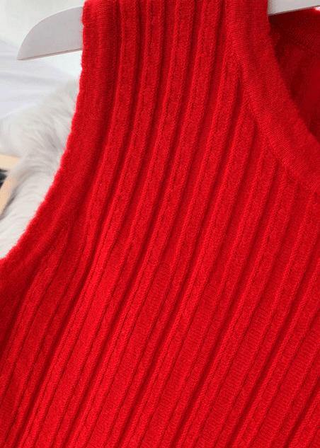 Pullover Red Sweater Weather Diy O Neck Sleeveless Funny Fall Sweater Dresses