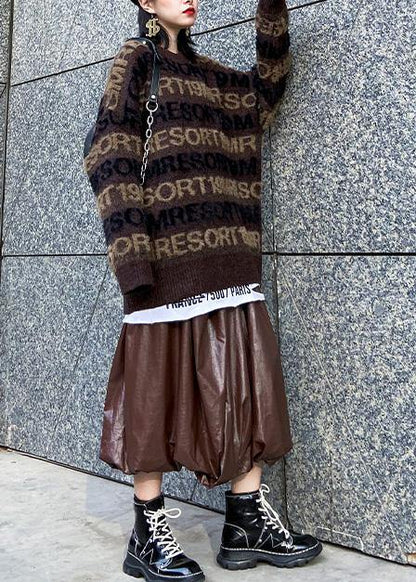 Pullover Winter Chocolate Sweaters Alphabet Knit Blouse