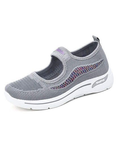 Purple Breathable Mesh Splicing Flat Shoes