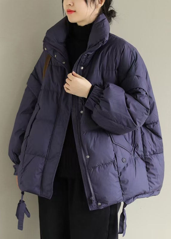 Purple Duck Down Winter Coats Zip Up Winter