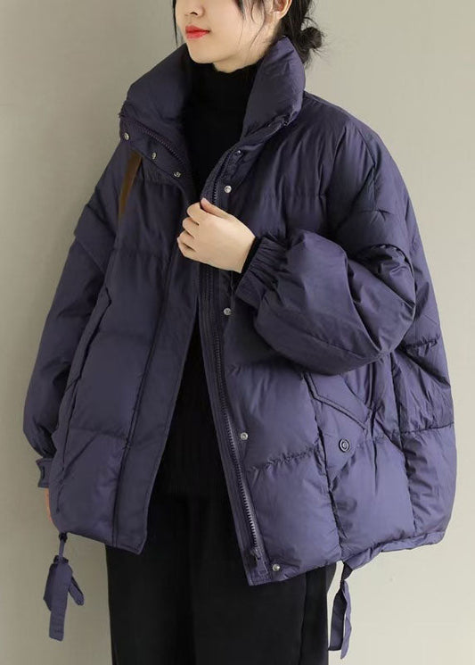 Purple Duck Down Winter Coats Zip Up Winter
