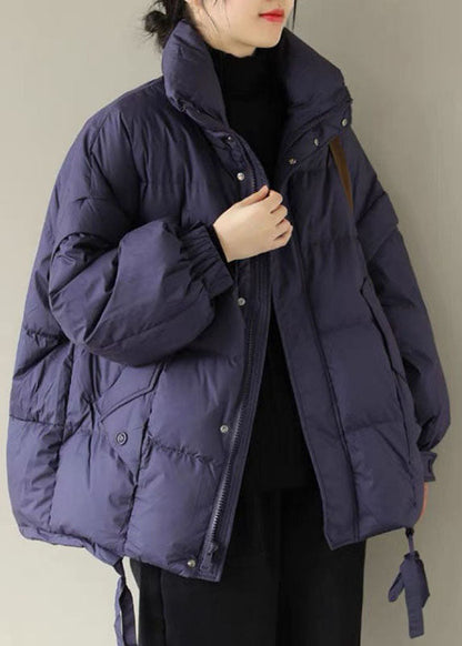 Purple Duck Down Winter Coats Zip Up Winter