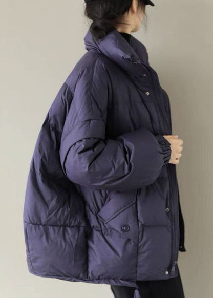 Purple Duck Down Winter Coats Zip Up Winter