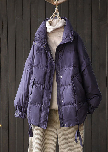Purple Duck Down Winter Coats Zip Up Winter