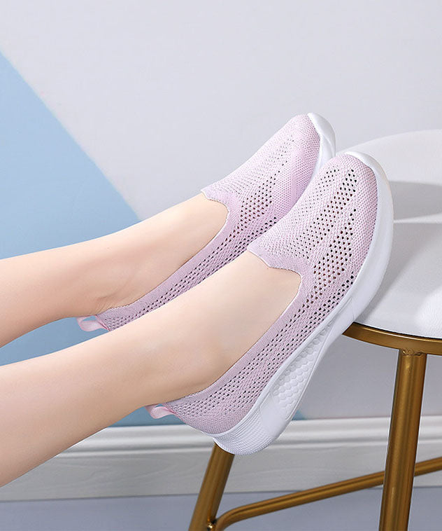 Purple Comfy Breathable Mesh Splicing Flat Shoes for
