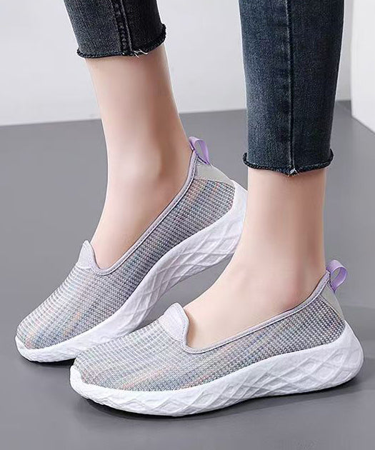 Purple Flat Shoes for Knit Fabric Unique Flat Feet Shoes