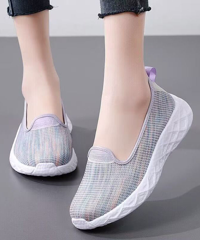 Purple Flat Shoes for Knit Fabric Unique Flat Feet Shoes