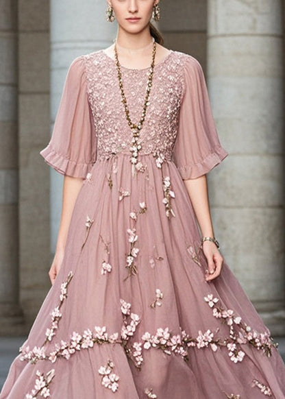 Purple Chiffon Long Dress Exra Large Hem Summer