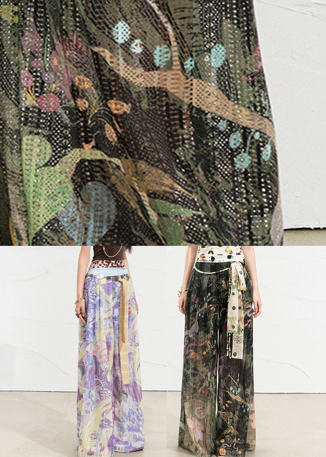 Purple High Waist Hollow Out Straight Pants