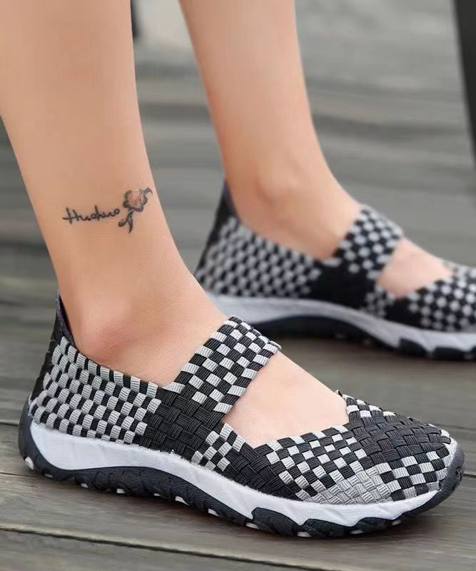 Purple Knit Fabric Handmade Splicing Flat Shoes for Soolinen Shoes-20251