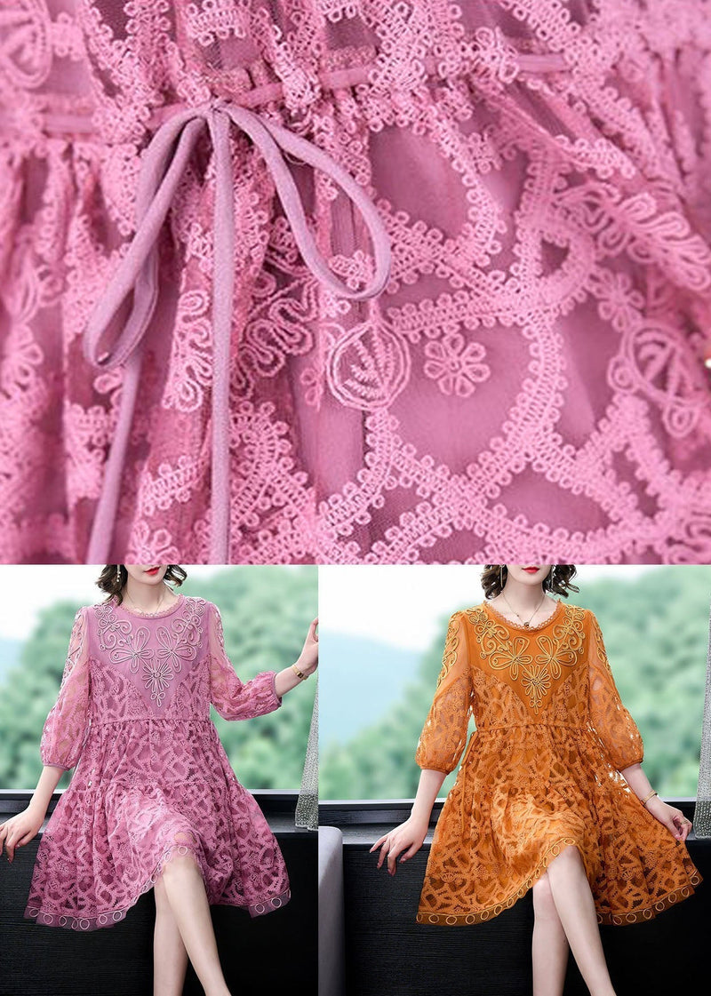 Purple Patchwork Tulle Dress Embroideried O-neck Summer