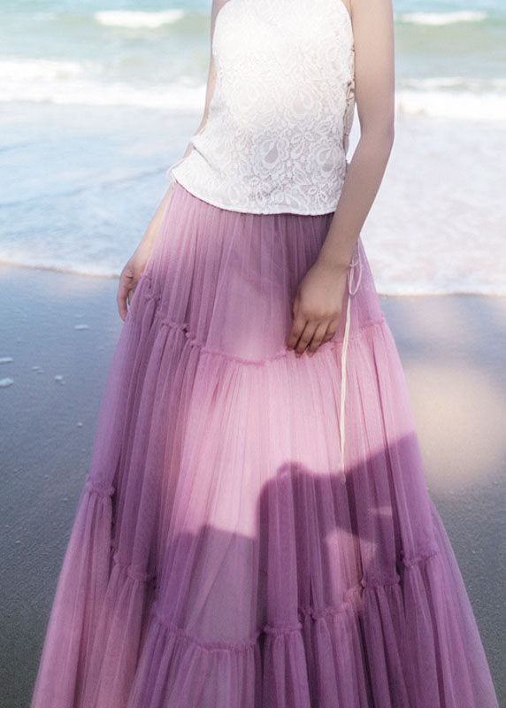 Purple Patchwork Tulle Beach Skirts Spring