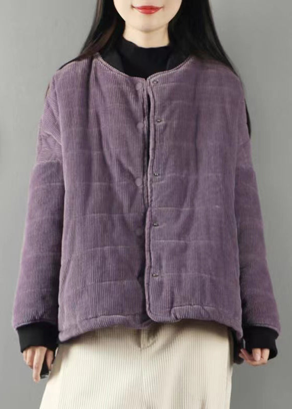 Purple Pockets Patchwork Fine Cotton Filled Coats Winter