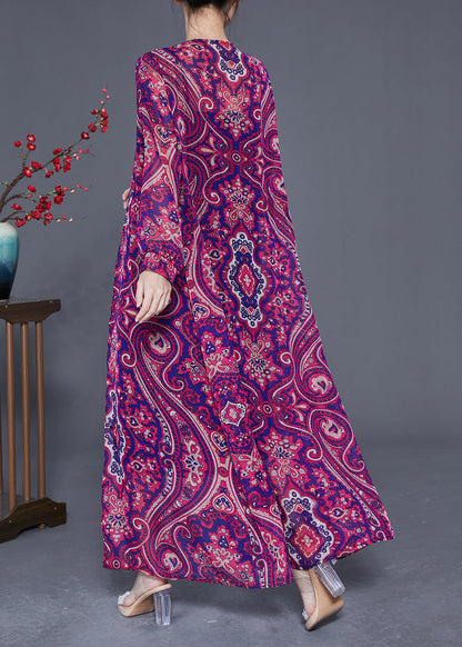 Purple Print Slim Fit Chiffon Upf 50+ Long Cardigan Summer
