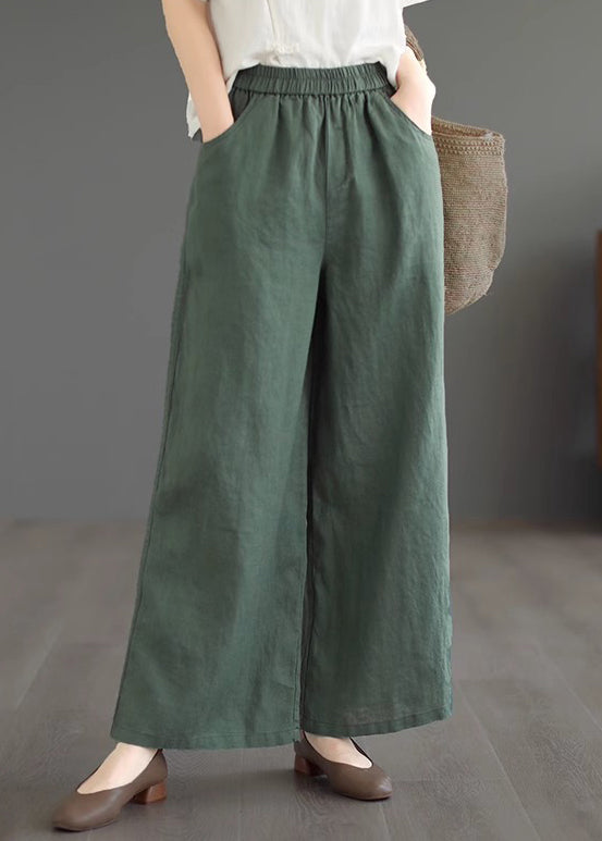 Purple Cotton Straight Pants High Waist Summer