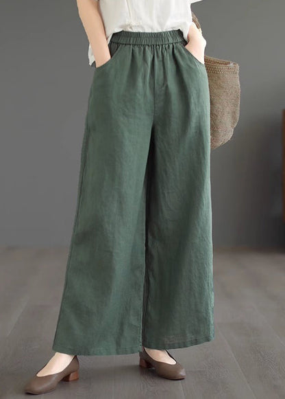 Purple Cotton Straight Pants High Waist Summer