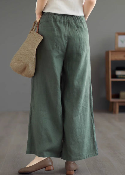 Purple Cotton Straight Pants High Waist Summer