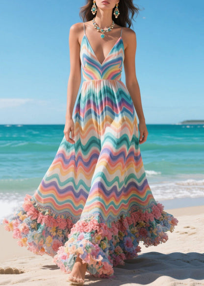 Rainbow Decorated Chiffon Cami Dress Summer