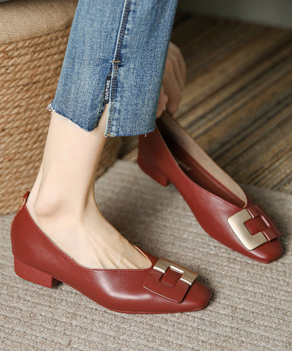 Red Comfortable Chunky Faux Leather Splicing