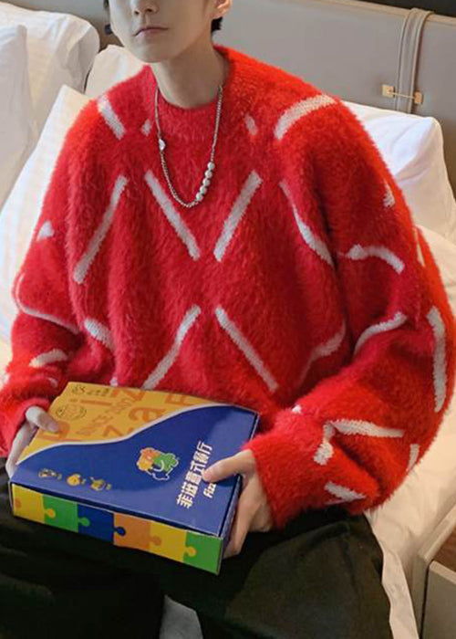 Red Cozy Thick Ma Hai Mao Sweater O-neck