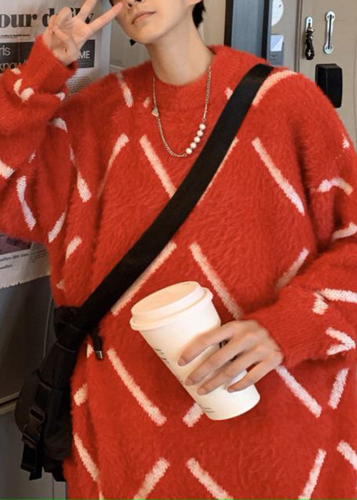 Red Cozy Thick Ma Hai Mao Sweater O-neck