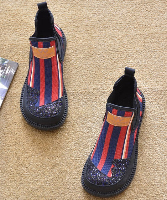 Red Denim Fabric New Splicing Ankle Boots
