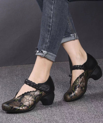 Red Embossed Buckle Strap Splicing Chunky