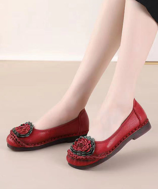 Red Flat Shoes for Comfortable Splicing Soolinen Shoes-20251