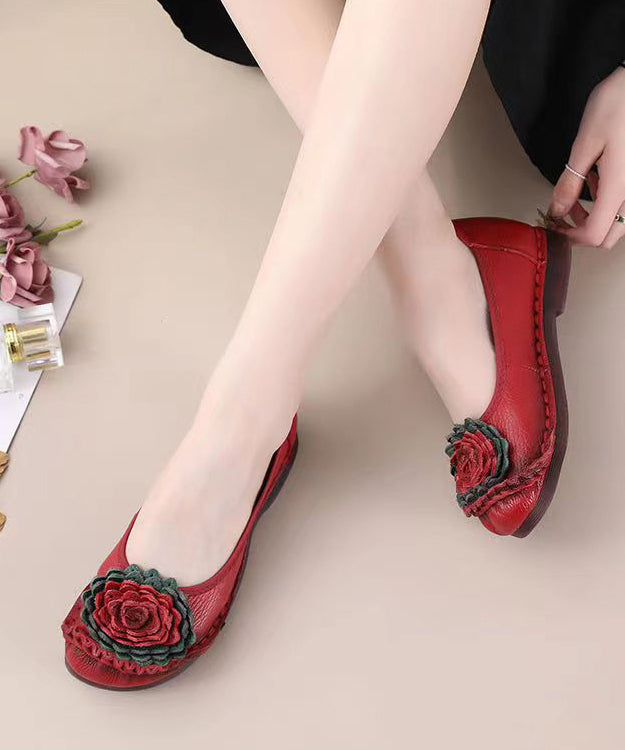 Red Flat Shoes for Comfortable Splicing Soolinen Shoes-20251