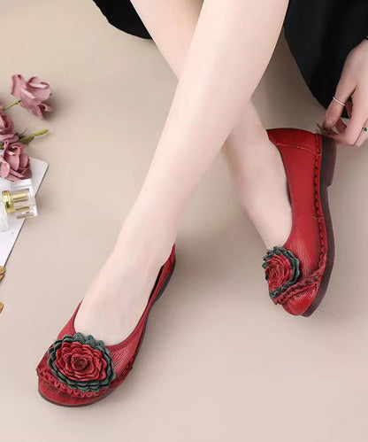 Red Flat Shoes for Comfortable Splicing Soolinen Shoes-20251