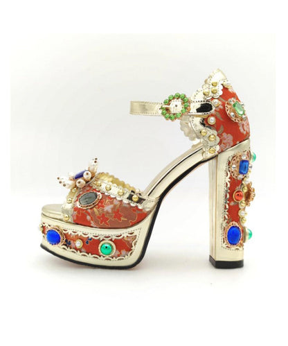 Red Zircon Gem Stone High Heels From Europe and America
