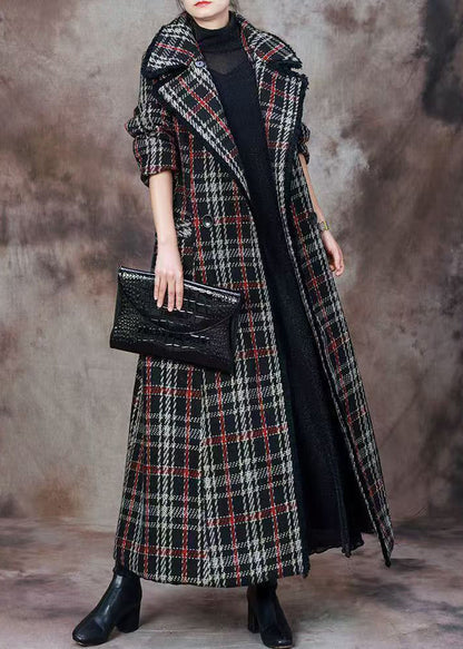 Red Pockets Tie Waist Cotton Coats Peter Pan Collar Winter
