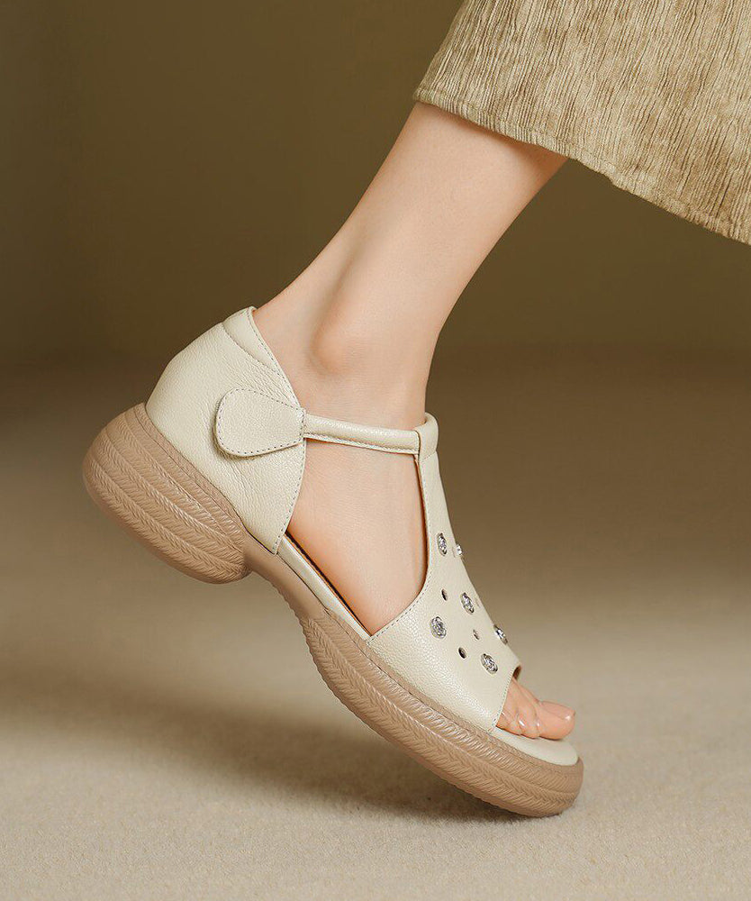 Red Sandals Platform Sheepskin Hollow Out Sandals
