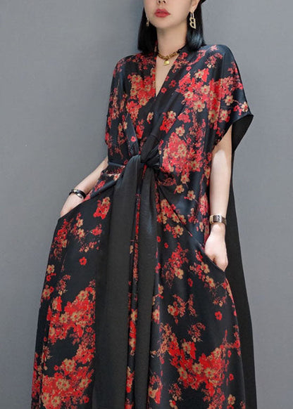 Red Silk Party a Line Skirts V Neck Spring