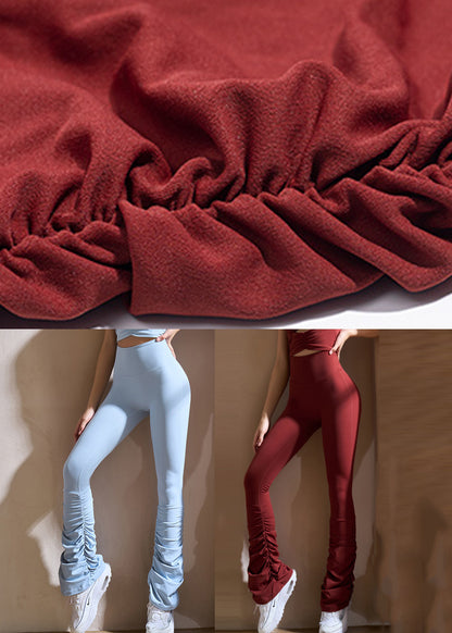 Red Wrinkled High Waist Yoga Pants